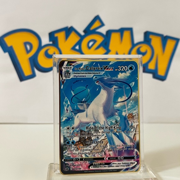 Pokémon Ice Rider Calyrex VMAX 203/198 - Chilling Reign Metal Gold Card Fan Art - Picture 2 of 3